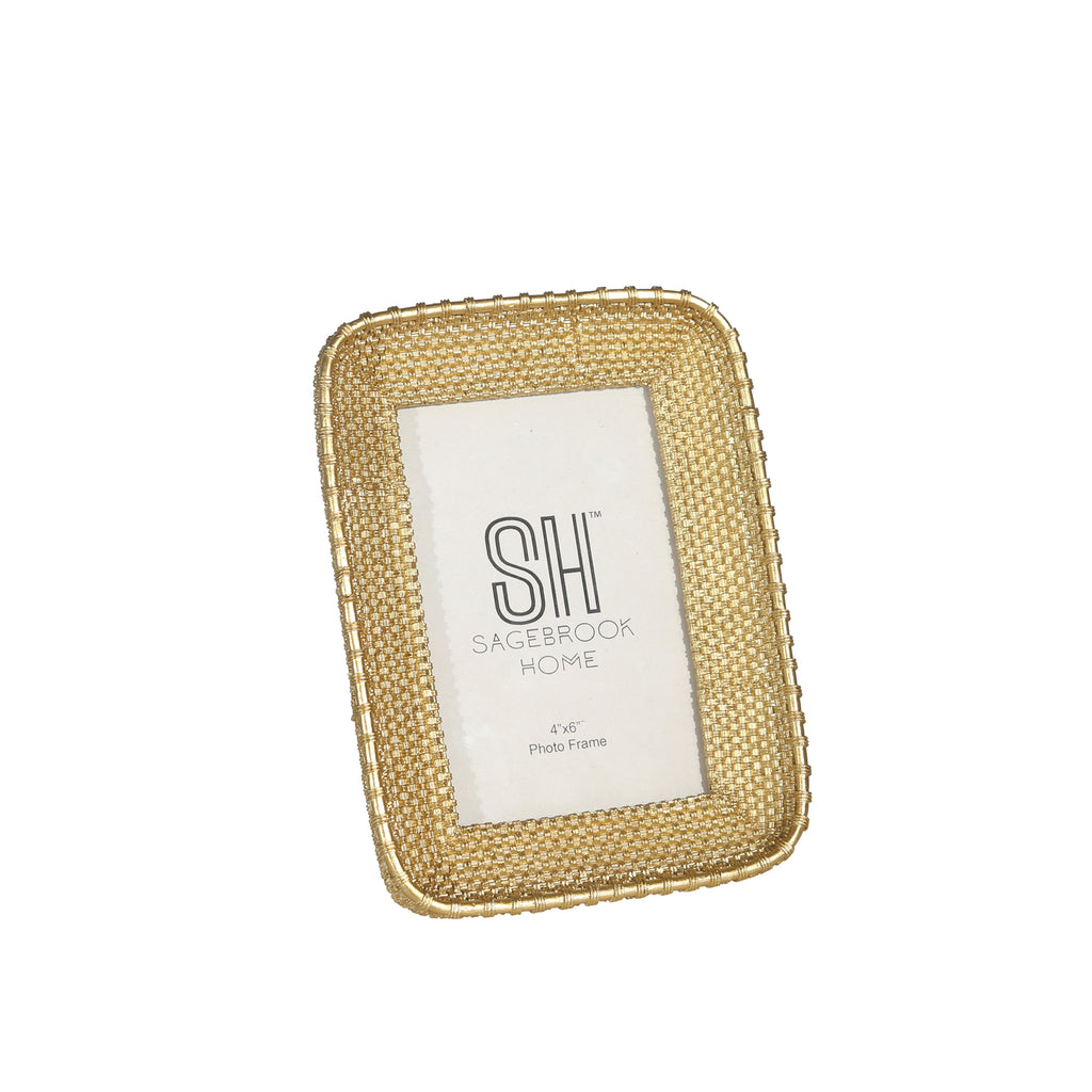Resin, 6" Weave Patt Photo Frame, Gold - ReeceFurniture.com