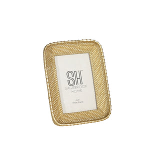 Resin, 6" Weave Patt Photo Frame, Gold - ReeceFurniture.com