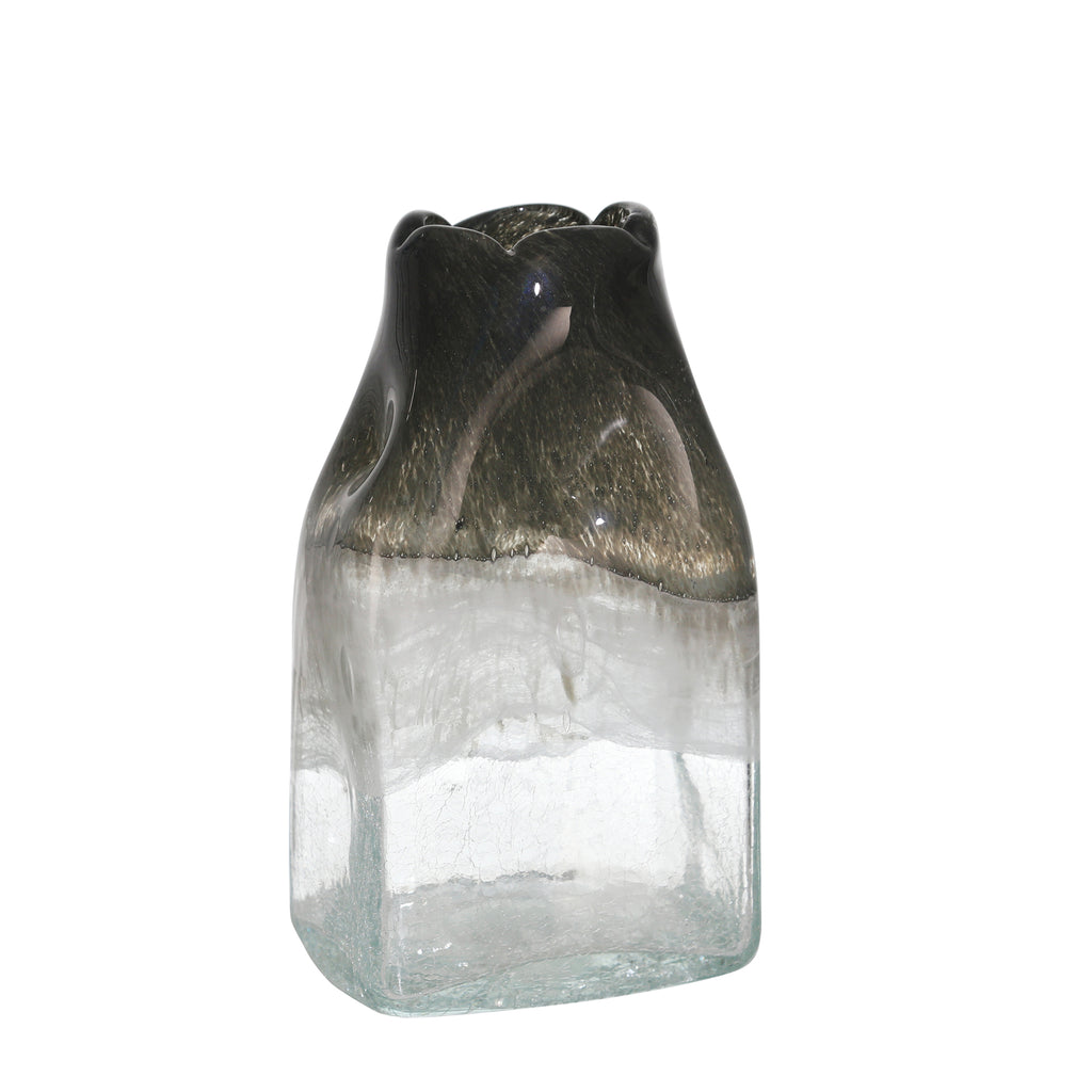 Glass 10" Bottle Vase, Smoke - ReeceFurniture.com