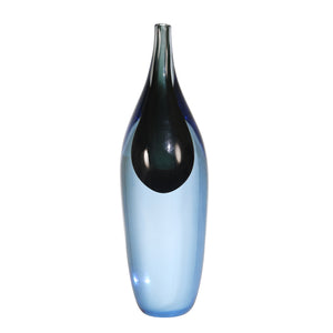 Glass 14"  Vase, Blue - ReeceFurniture.com