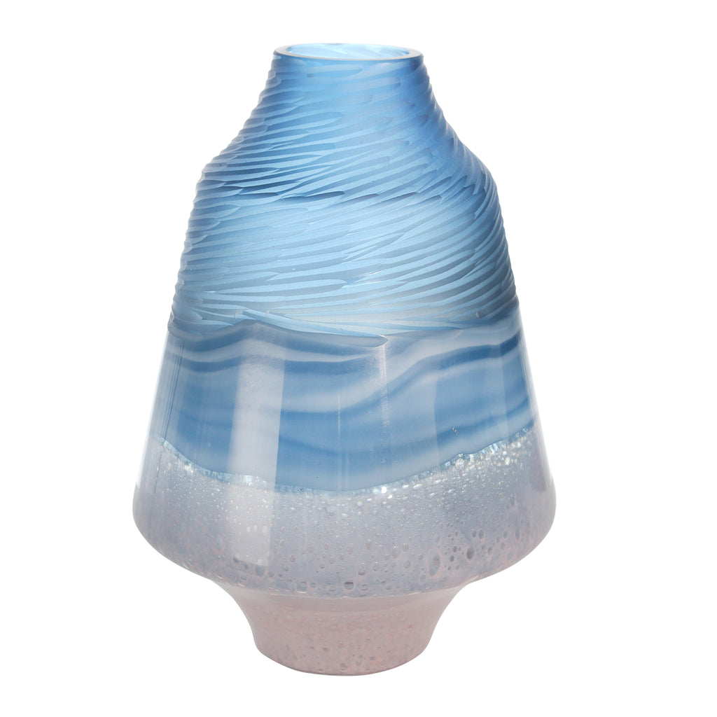 Glass 14" Vase Blue/Pink - ReeceFurniture.com