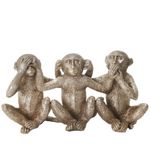 Resin 10.5"L  Monkey Decoration, Gold - ReeceFurniture.com