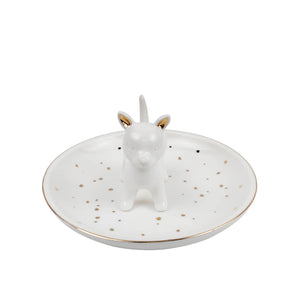 Ceramic 6" Trinket Tray, Dog,White - ReeceFurniture.com