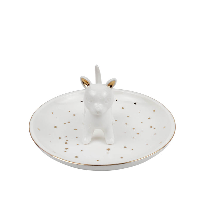 Ceramic 6" Trinket Tray, Dog,White