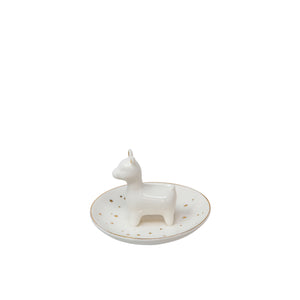 Ceramic 4.5" Trinket Tray, Llama, White - ReeceFurniture.com