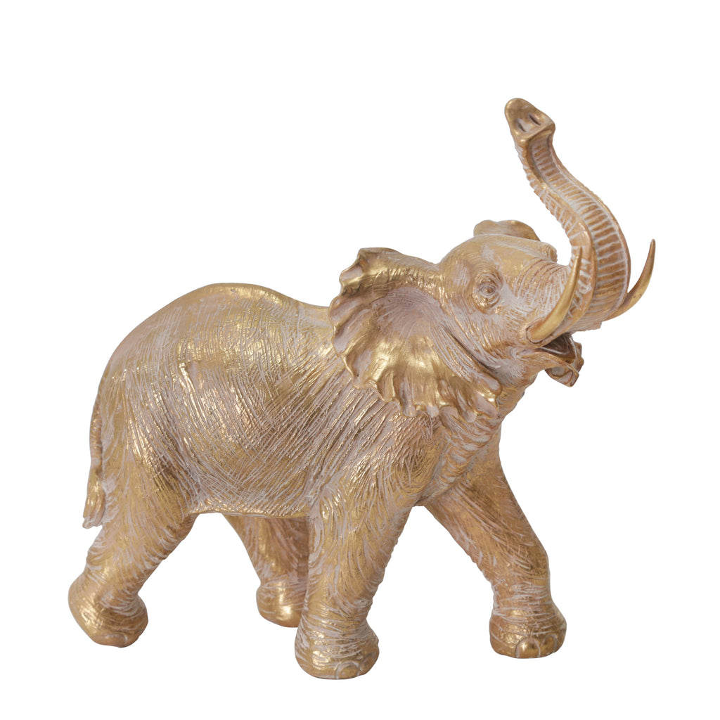 Resin 12" Elephant Decoration,Gold - ReeceFurniture.com