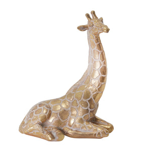 Resin 10" Sitting Girraffe , Gold - ReeceFurniture.com
