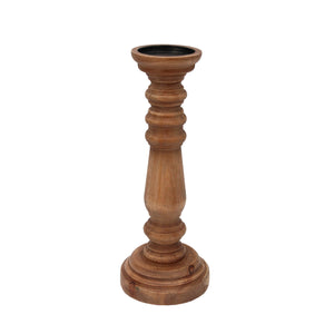Wood 14", Candle Holder Washed, Brown - ReeceFurniture.com