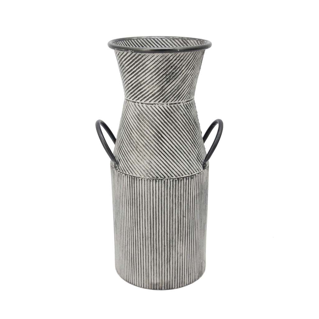 Metal 17" Deco Milk Jar W/ Handles, Black - ReeceFurniture.com