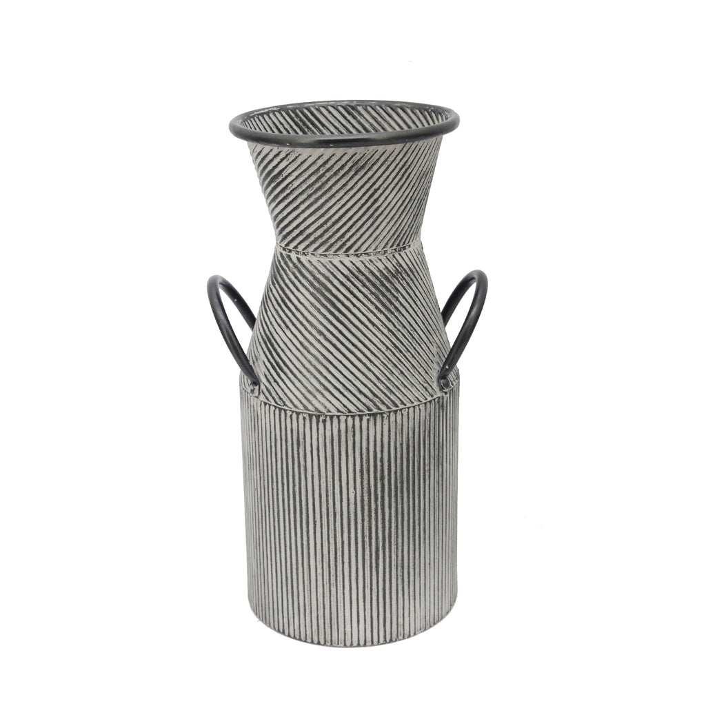 Metal 14" Deco Milk Jar W/ Handles, Black - ReeceFurniture.com