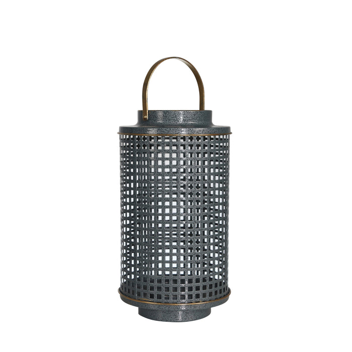 Metal 12" Grid Candle Holder,Turq