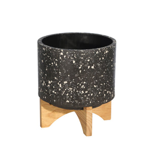 Terrazo 9.25" Planter On Stand, Gray - ReeceFurniture.com