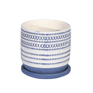 Ceramic 5" Planter W/ Saucer, Blue - ReeceFurniture.com