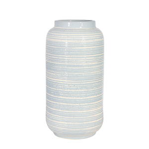 Ceramic 16" Deco Textured Vase, Blue - ReeceFurniture.com