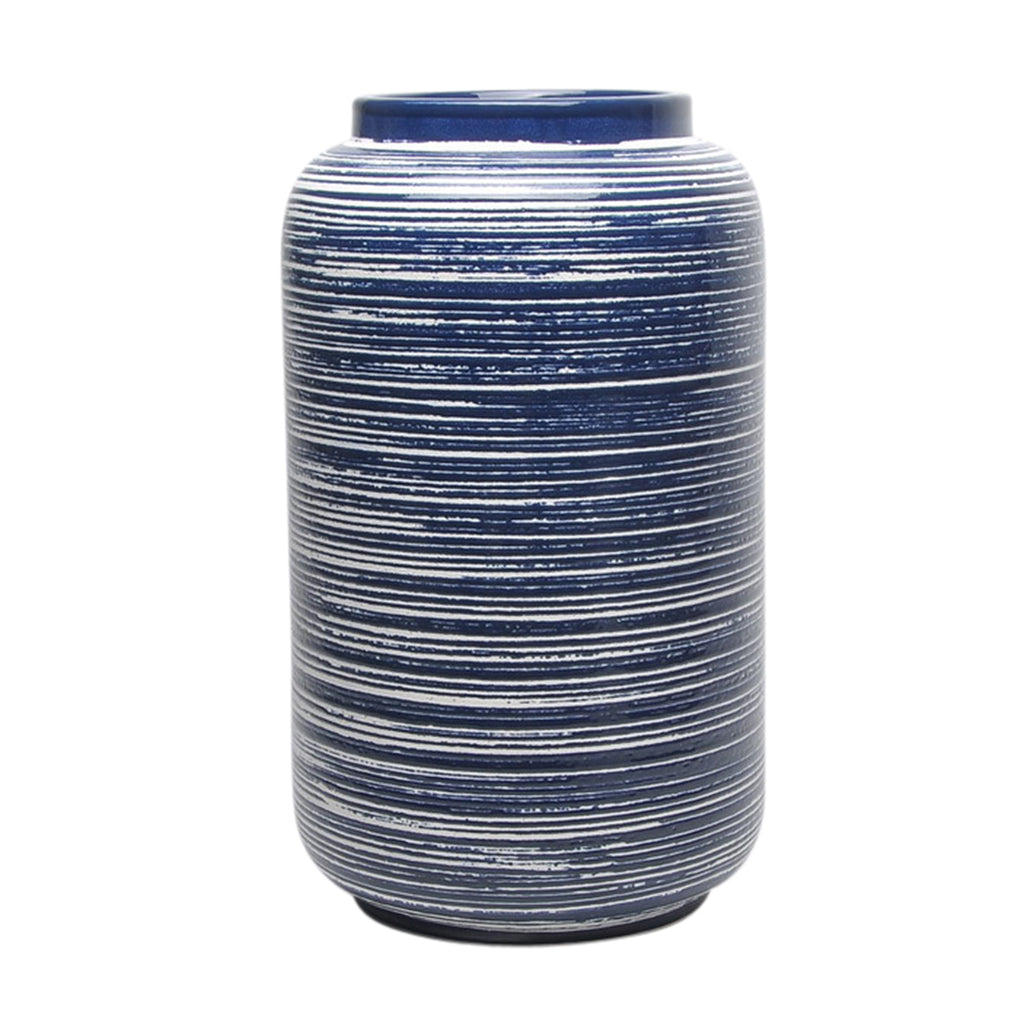 Ceramic 21" Deco Textured Vase, Navy - ReeceFurniture.com