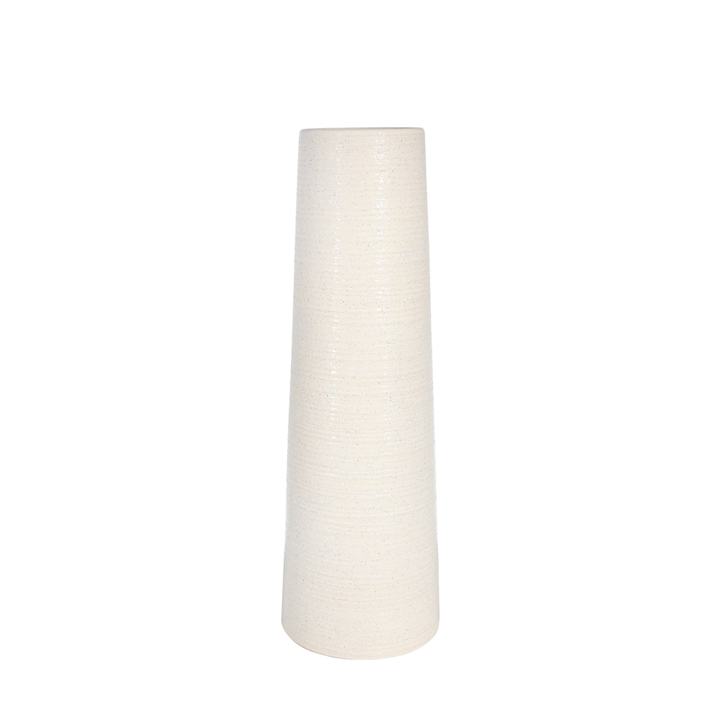 Ceramic 24" Deco Tube Vase, White - ReeceFurniture.com