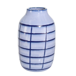 Ceramic 11", Patterned Vase, Blue - ReeceFurniture.com