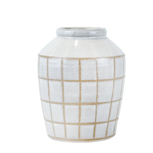 Ceramic 12", Patterned Vase, Beige - ReeceFurniture.com