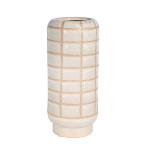 Ceramic 13", Patterned Vase, Beige - ReeceFurniture.com
