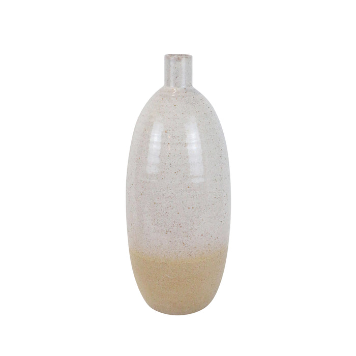 Ceramic 15", Speckled Vase, Beige