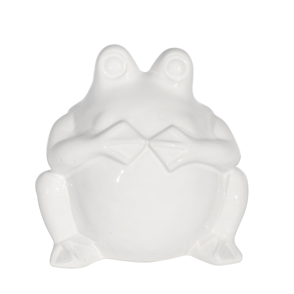 Ceramic 7"  No Speak Frog, White - ReeceFurniture.com