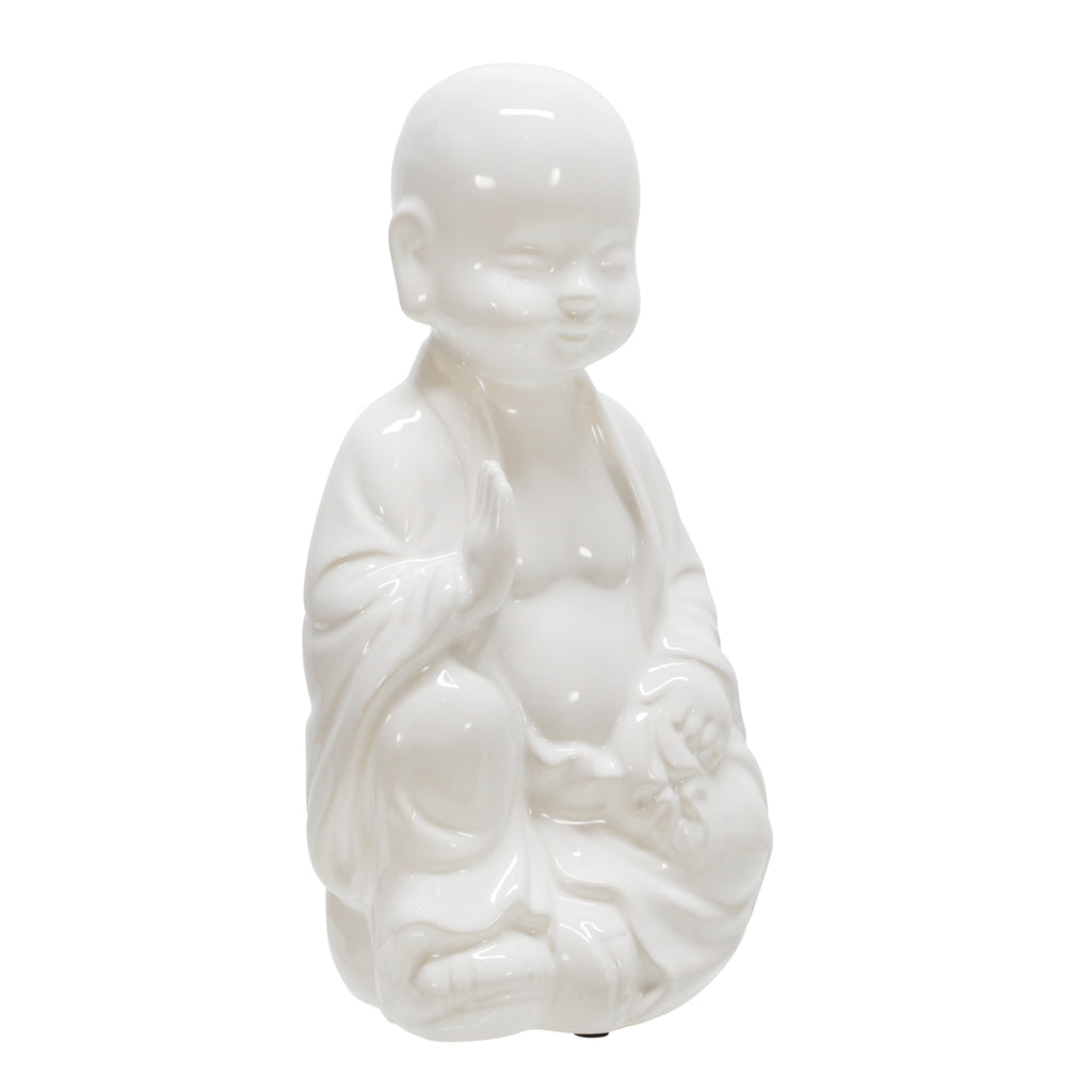 Ceramic 14" Baby Buddha, White - ReeceFurniture.com