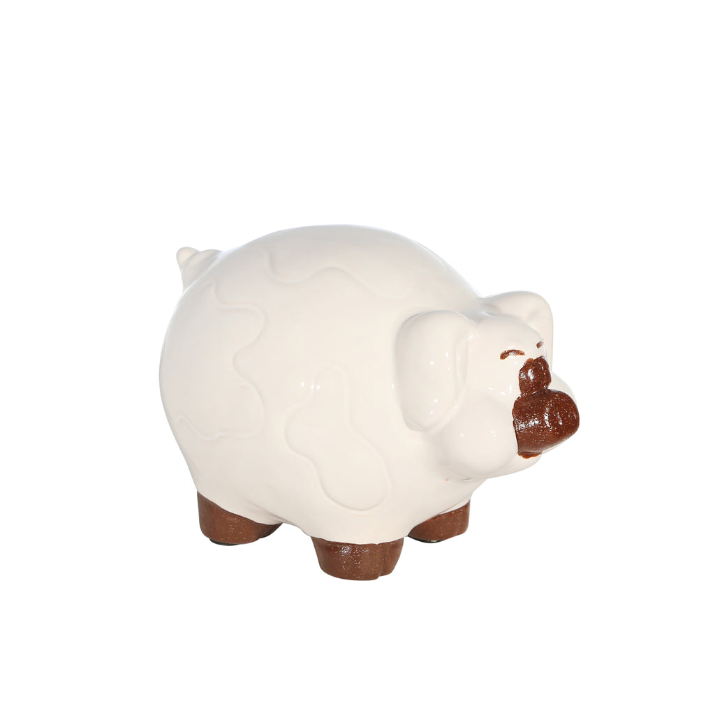 Ceramic 4.5" Barn Pig, Ivory - ReeceFurniture.com