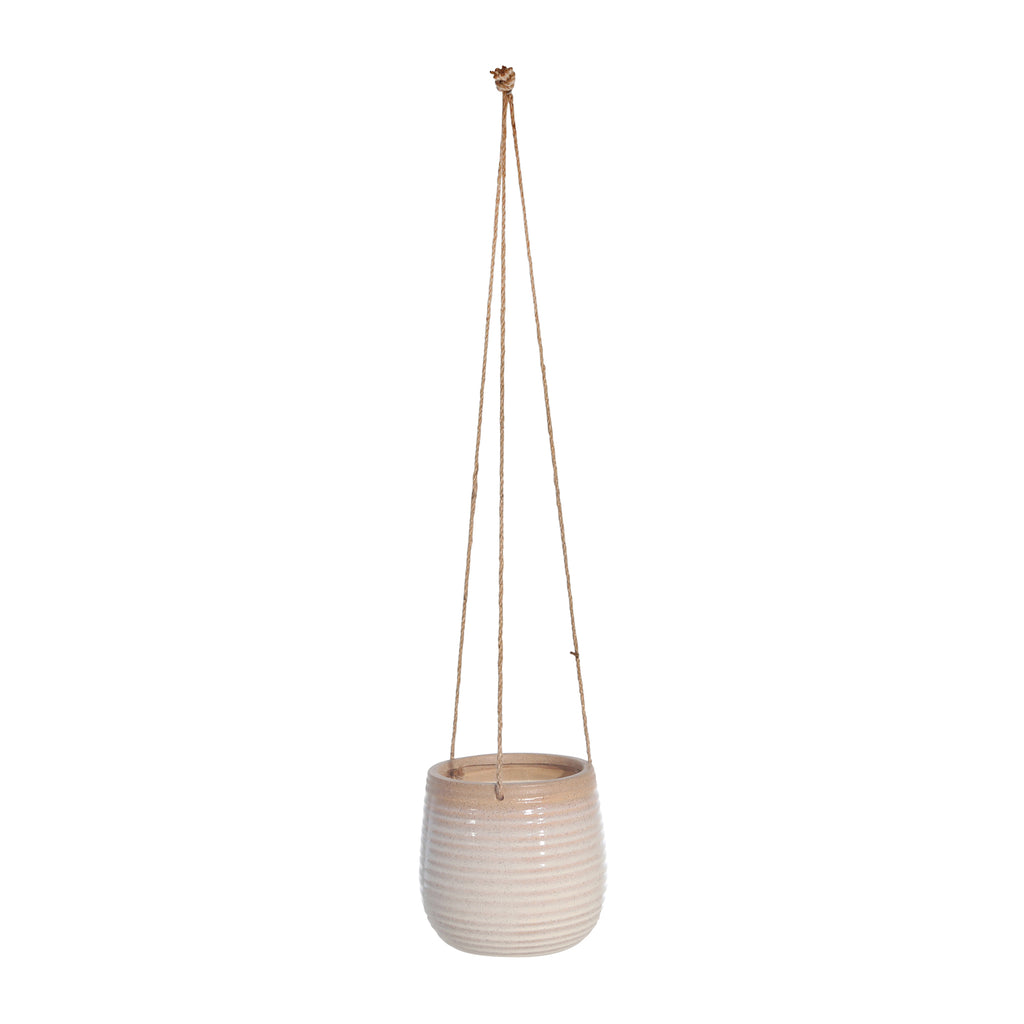 Ceramic 6",  Hanging Planter,Beige - ReeceFurniture.com