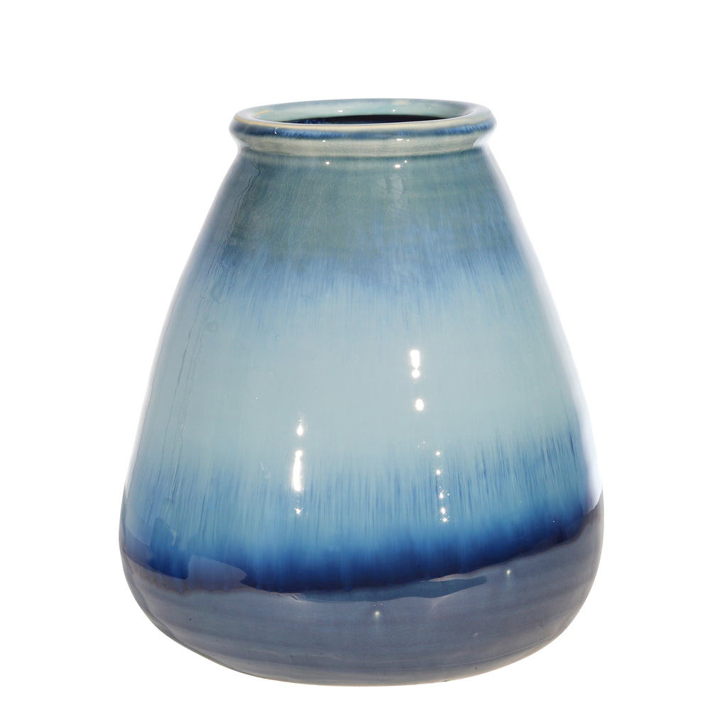 Ceramic 11" Vase, Reactive Blue - ReeceFurniture.com