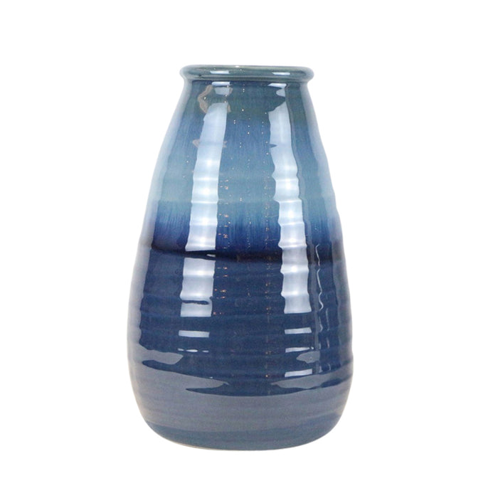 Ceramic 16" Vase, Reactive Blue