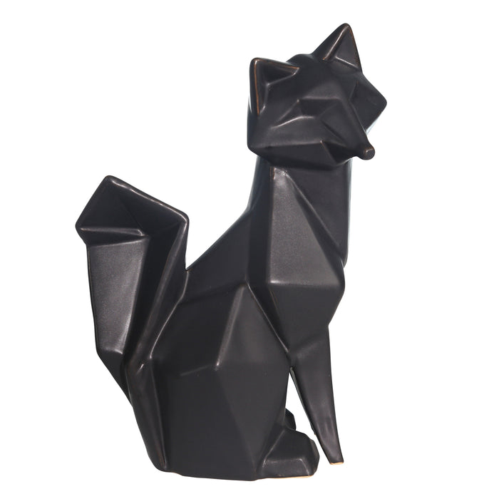 Ceramic 10" Fox Table Accent,Black