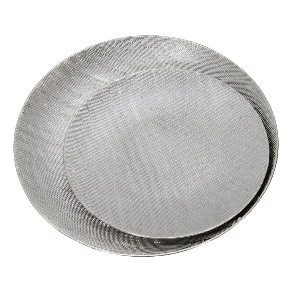 S/2 Ceramic 19/16" Plates W/ Scratch Finish, Silver - ReeceFurniture.com