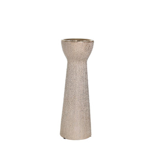 Ceramic 12" Bead Candle Holder Champagne - ReeceFurniture.com