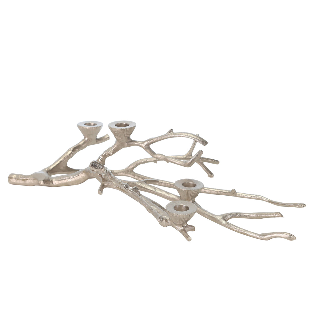 Aluminum 23" 4 Light Taper Holder, Silver - ReeceFurniture.com