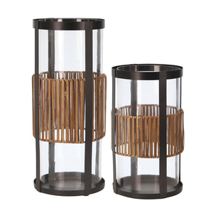 S/2 Metal / Glass 16 / 12" Hurricanes, Black - ReeceFurniture.com