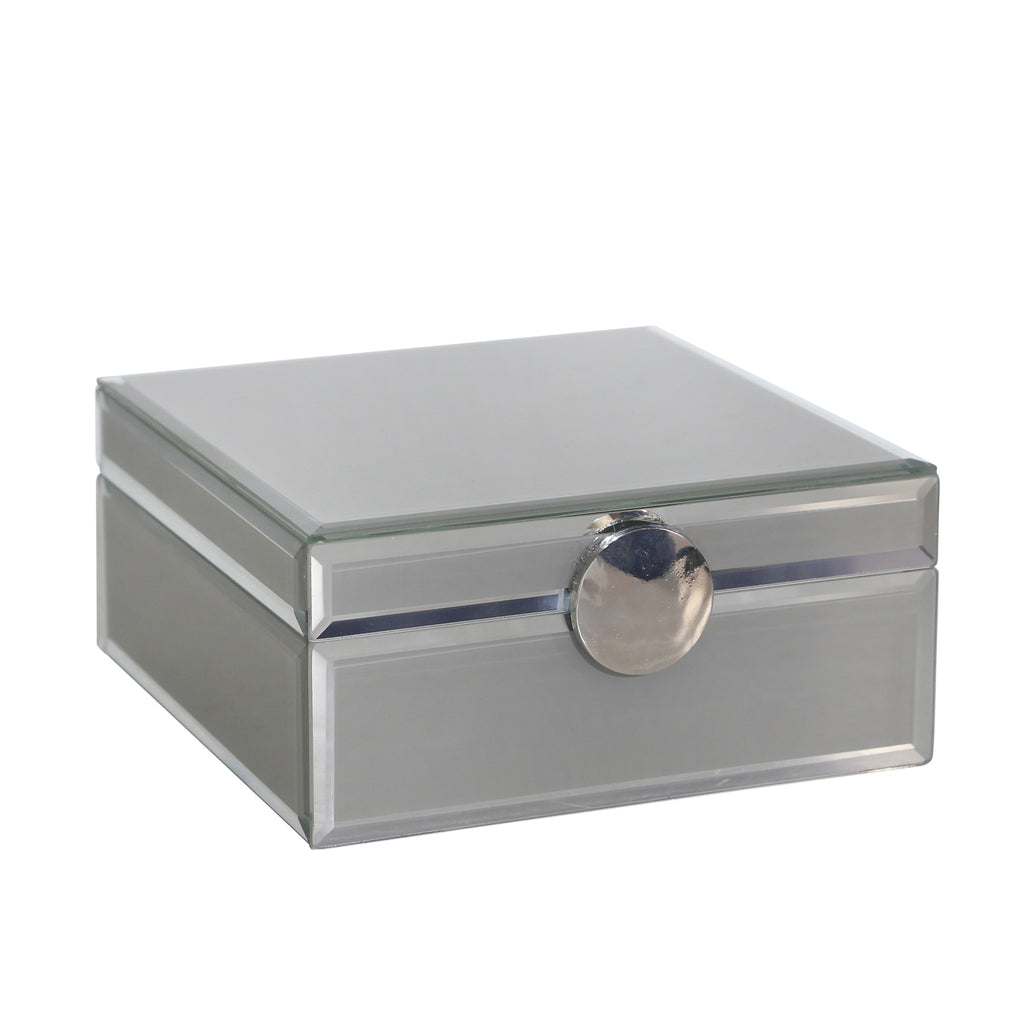 Wood / Glass 7X7" Jewelry Box,White - ReeceFurniture.com