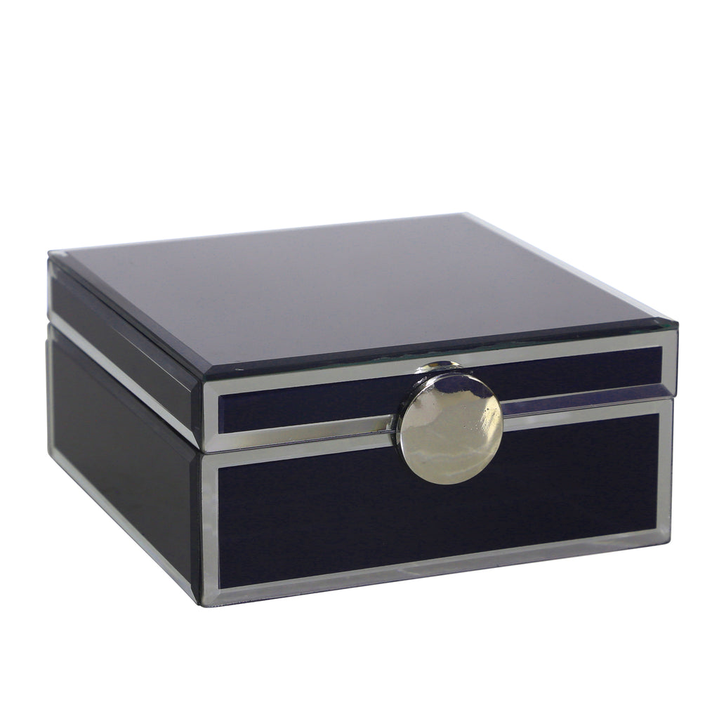 Wood / Glass 7X7" Jewelry Box,Blue - ReeceFurniture.com