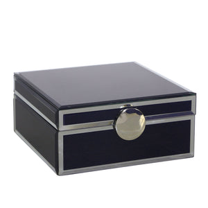 Wood / Glass 7X7" Jewelry Box,Blue - ReeceFurniture.com
