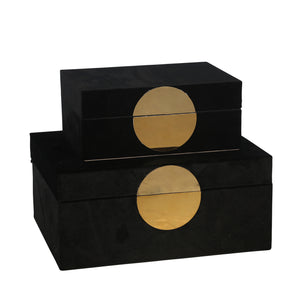 S/2 Velveteen Jewelry Box, Black - ReeceFurniture.com