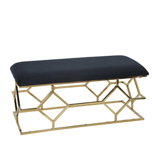 Metal Frame 40" Faux Leather Bench, Black - ReeceFurniture.com