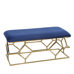 Metal Frame 40" Faux Leather Bench, Navy - ReeceFurniture.com