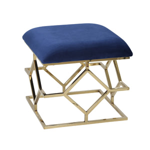 Metal Frame 17" Faux Leather Ottoman, Navy - ReeceFurniture.com