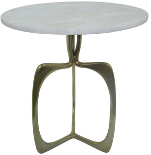 Metal 20" Accent Table W/ White Marble, Gold - ReeceFurniture.com