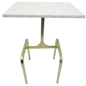 Metal 22"  4-Legged Accent Table, White Marble, Gold - ReeceFurniture.com