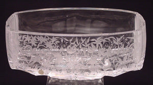 149009 Crystal Rect Bowl W /Deep Engraved Birds & Leaves & Flowers, Bohemian Glassware, Ceska, - ReeceFurniture.com - Free Local Pick Ups: Frankenmuth, MI, Indianapolis, IN, Chicago Ridge, IL, and Detroit, MI