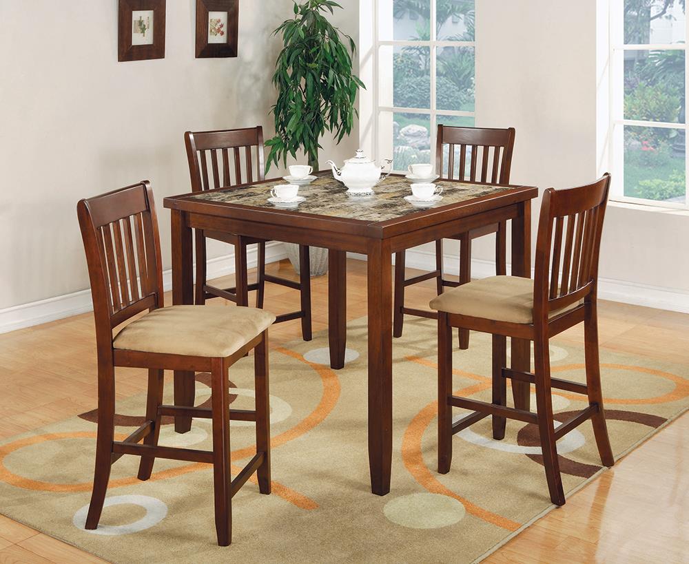 G150154 - Cherry Marble Like Counter Height Dining Set - ReeceFurniture.com