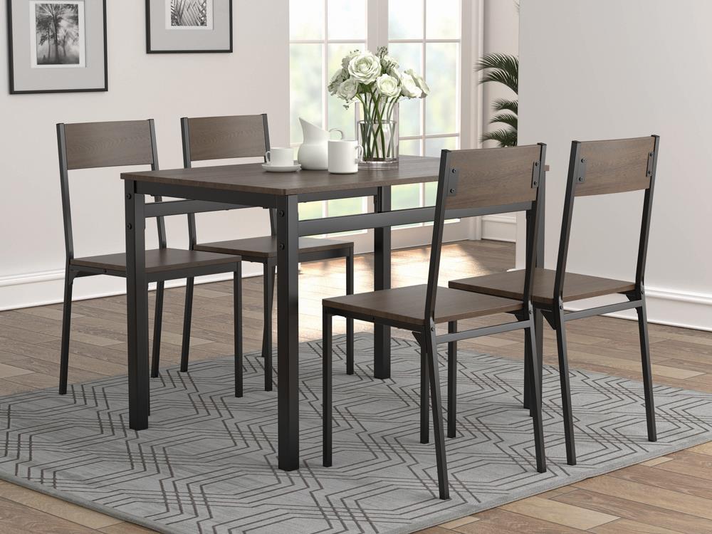 G150505 - 5-Piece Dining Set Ark Brown And Matte Black - ReeceFurniture.com