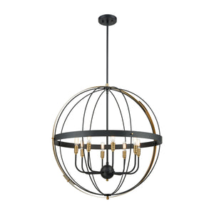 Caldwell - Chandelier - Matte Black, Satin Brass, Satin Brass - ReeceFurniture.com