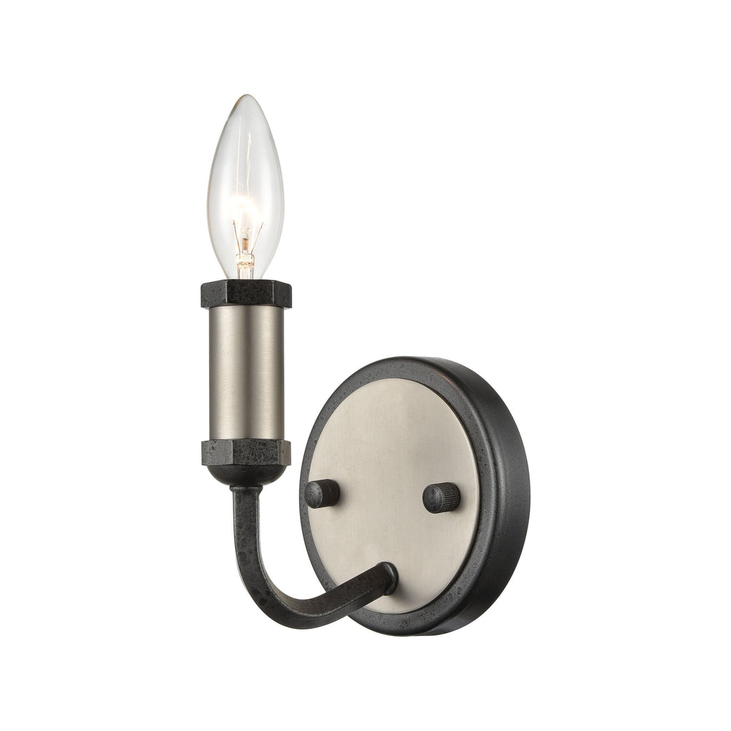 Cortlandt - Sconce - Gray Iron, Brushed Platinum, Brushed Platinum - ReeceFurniture.com