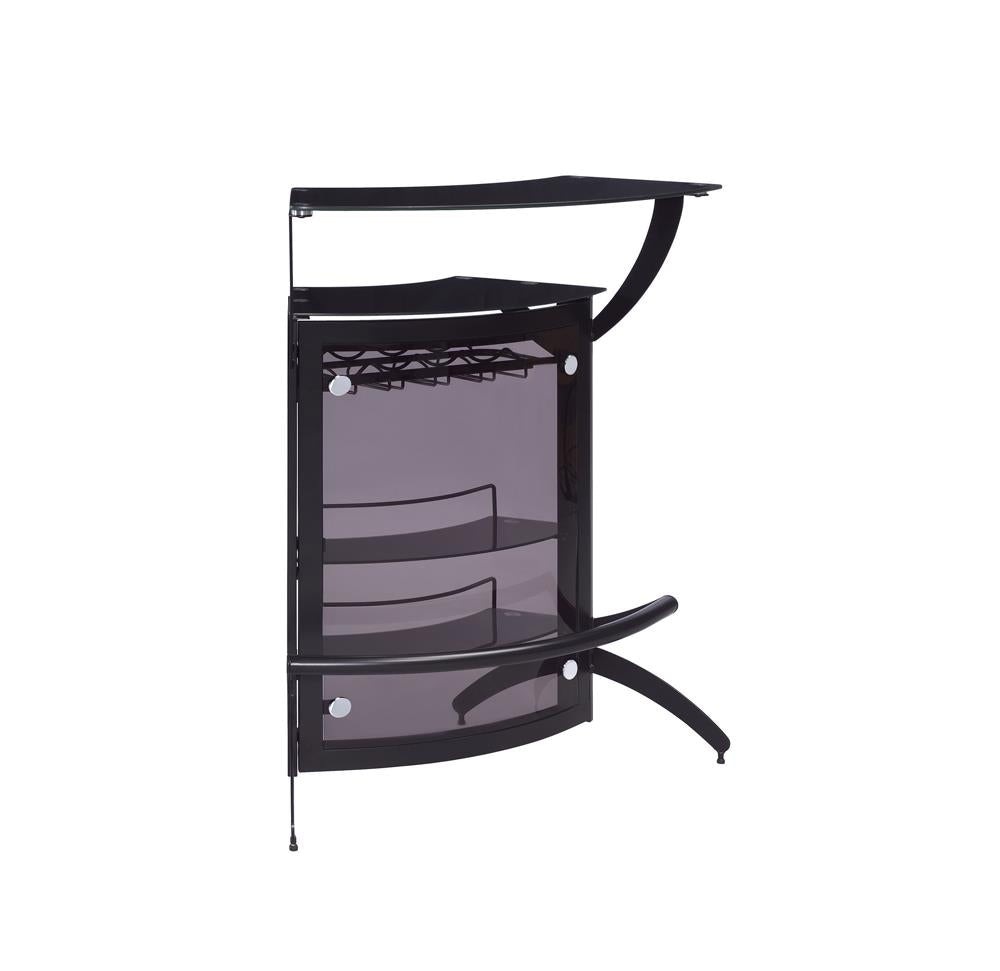 G182135 - Bar Unit - Smoked And Black or Silver And Frosted - ReeceFurniture.com